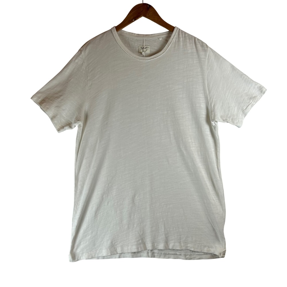 Rag & Bone Mens White Slub Cotton Classic Crewneck Tee Shirt Large Made in Peru
